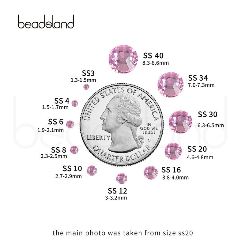 Beadsland 2880pcs Flat Back Crystal Rhinestones Round Gems for Nail Art and Craft Glue Fix,Light Pink,SS20,4.6-4.8mm