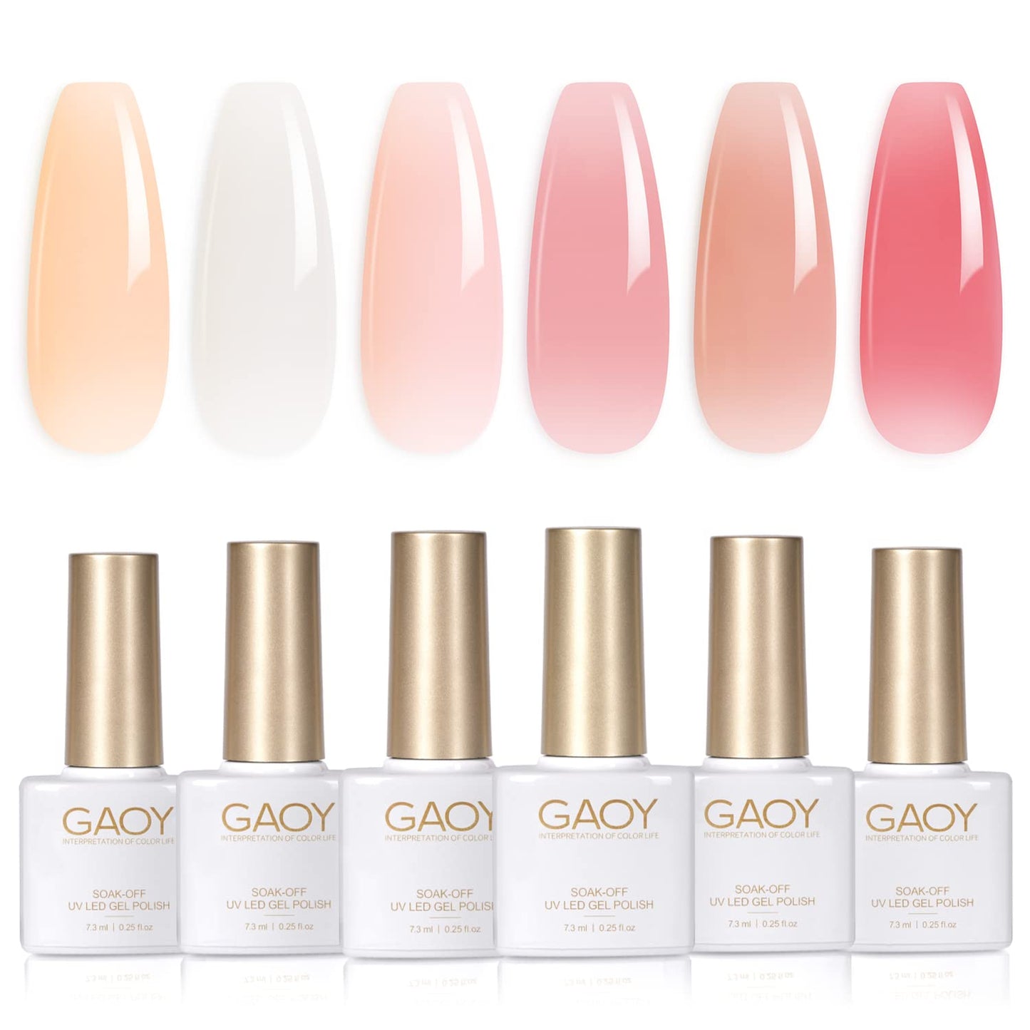 Milky White Jelly Gel Nail Polish Set - 6 Sheer Colors for DIY Nail Art | UV Soak Off