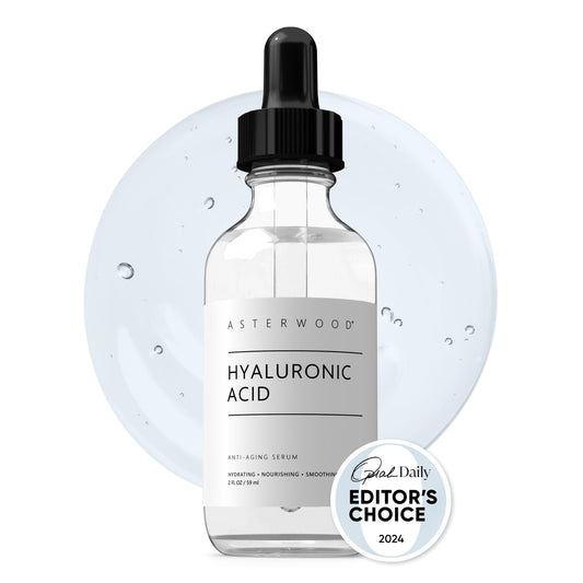 Asterwood Pure Hyaluronic Acid Serum for Face - Plumping, Anti-Aging, Hydrating - Fragrance-Free - 2 Fl Oz