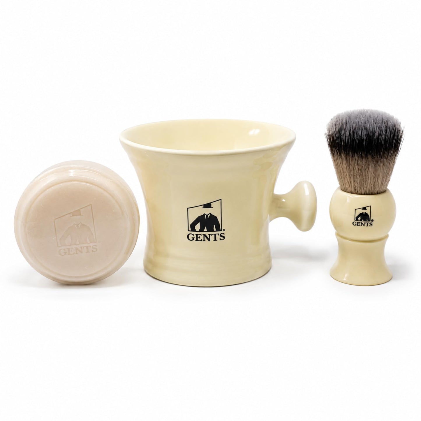 GENTS Heavy Duty Ceramic Shaving Set – Classic Grooming and Beard Shaving Kit for Men, Ceramic Shave Mug, 3 oz Natural Shaving Soap and Shaving Brush