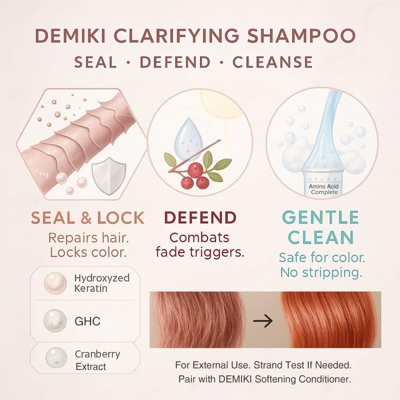 DEMIKI Shampoo for Women,Japanese Shampoo for Oily Hair, Keratin Care,Organic Rose Scent, Pink, Clarifying, Moisturizing, Anti Dandruff, Volumizing Hair Care, Sulfate Free & Paraben Free, 450ml,16oz