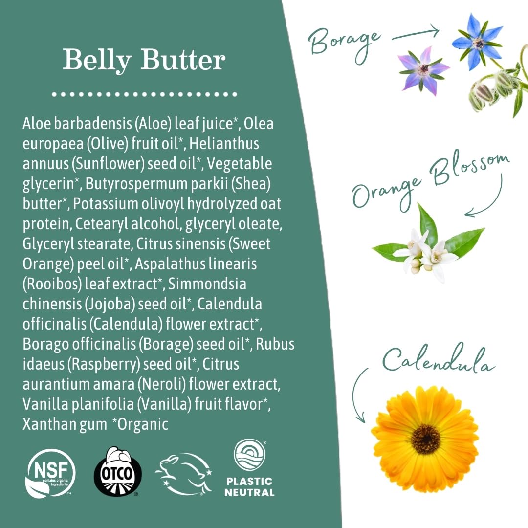Earth Mama Belly Butter, Maternity Moisturizer for Dry Skin | Lotion for Pregnancy and Postpartum Recovery Self Care, Body Cream with Aloe, Fragrance Free, 8-Fluid Ounce (2-Pack)
