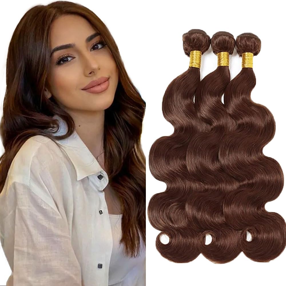 Body Wave Human Hair Bundles - Chocolate Brown Color #4 | 3 Bundles, 10 Inch Length