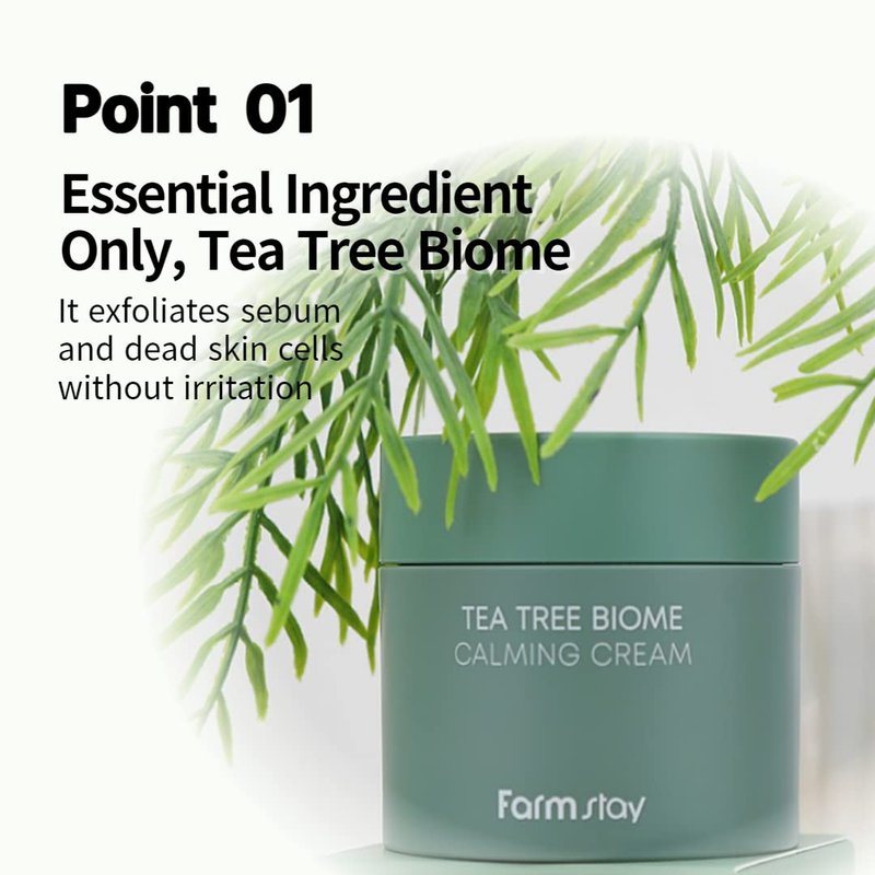 Tea Tree Biome Calming Cream - Hydrating Daily Moisturizer for Dry, Sensitive Skin | 2.70 Fl. Oz / 80ml