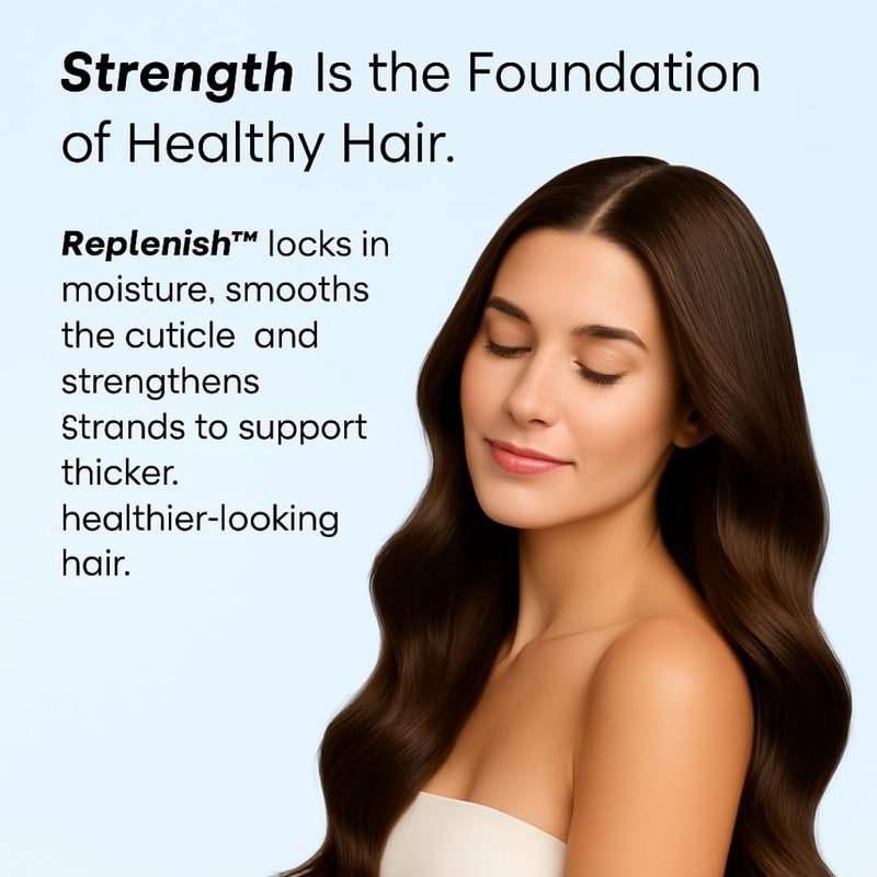 Growplex Replenish Conditioner – Hydrating Botanical Blend with Biotin, Argan Oil & Macadamia Seed Oil – Helps Reduce Breakage & Supports Fuller-Looking Hair – 250ml