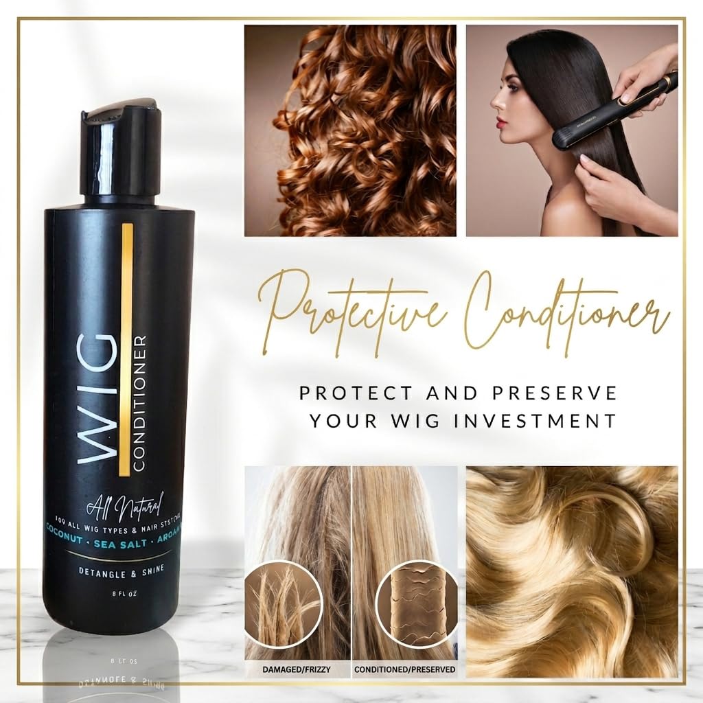 Natural Anti-Static Wig Shampoo & Conditioner Set - Clean, Protect & Detangle | For Synthetic & Human Hair Wigs | Paraben Free