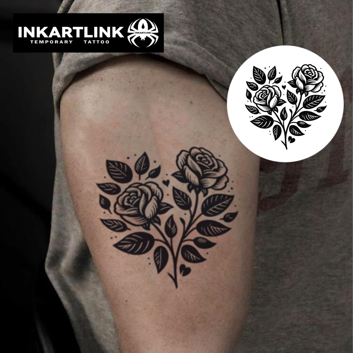 INKARTLINK Semi-Permanent Tattoos, Perfect for Women's Arm (Thorny Rose)
