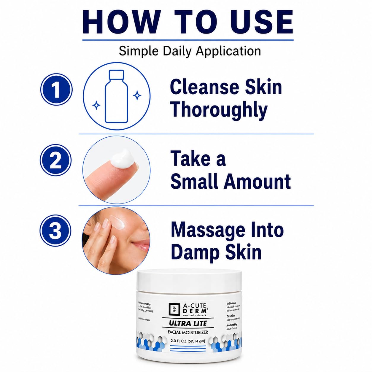 A-Cute Derm Ultra Lite Facial Moisturizer for Dry Skin | Helps in Soften and Rehydrate Skin | Day and Night Cream (2.0 oz)