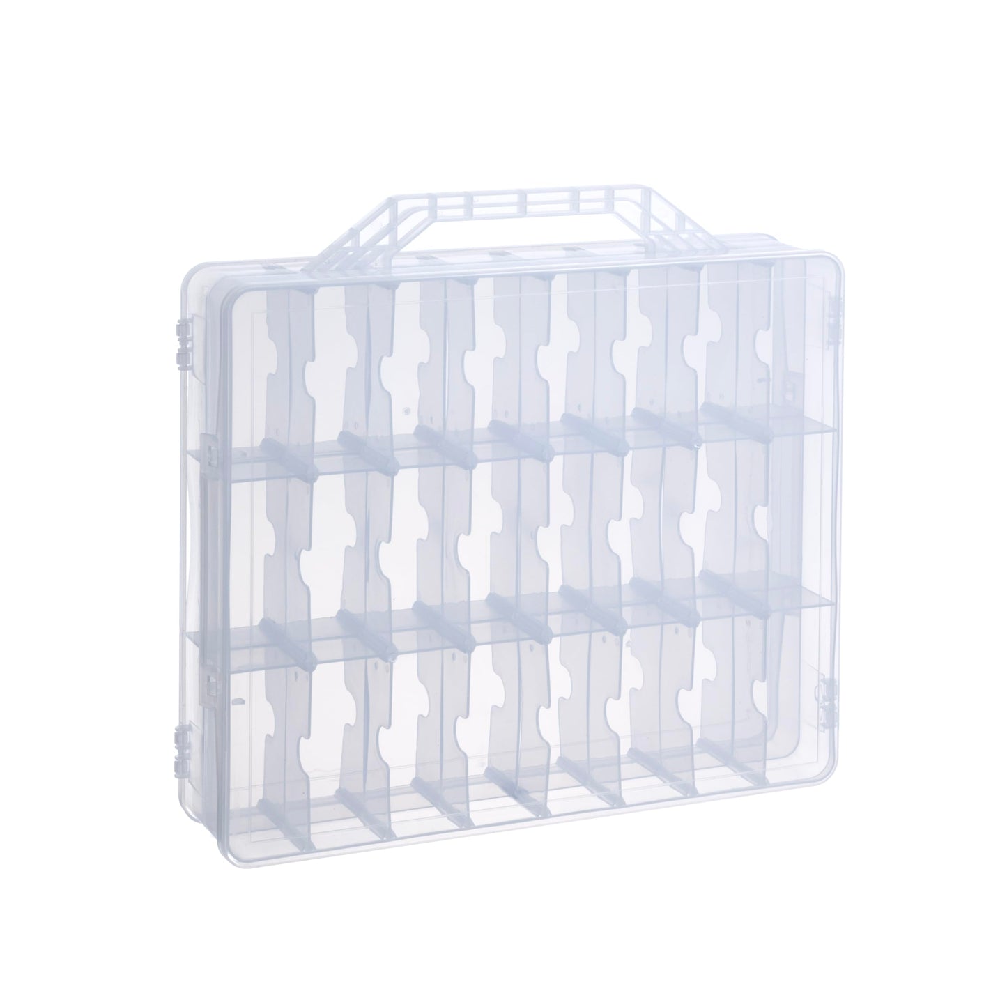 AISLE 3 ESSENTIALS Nail Polish Organizer for 48 Bottles, Clear Double Sided Nail Polish Storage Case with Adjustable Dividers, Portable Nail Supplies Organizer with Handle
