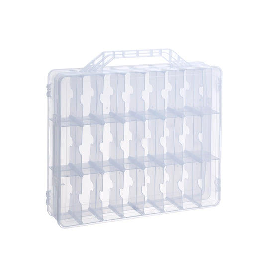 AISLE 3 ESSENTIALS Nail Polish Organizer for 48 Bottles, Clear Double Sided Nail Polish Storage Case with Adjustable Dividers, Portable Nail Supplies Organizer with Handle