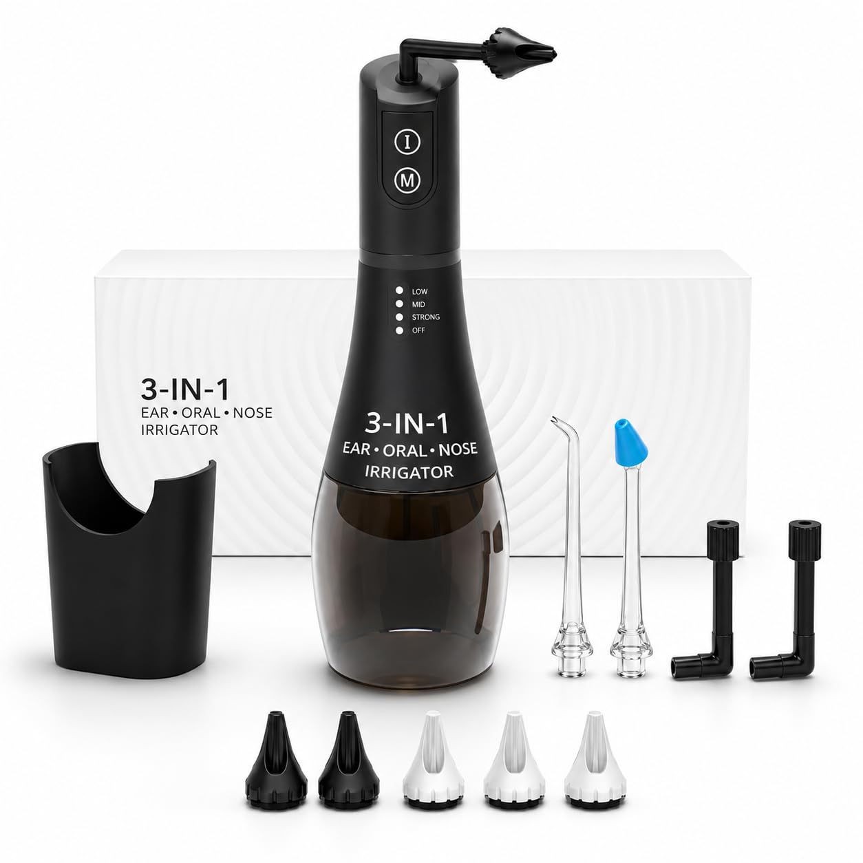 Electric Ear Wax Removal Kit with 5 Pressure Modes and Auto Timer, Ear Irrigation Cleaner with 6 Nozzles and 2 Jet Tips, IPX7 Waterproof Ear Cleaning System with Basin and Charging Cable