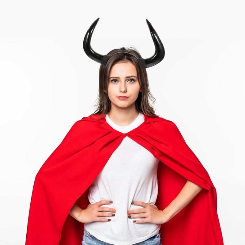 Horn Headband - Black Devil Ox Horn Costume Accessory for Halloween | Unisex Party Headpiece