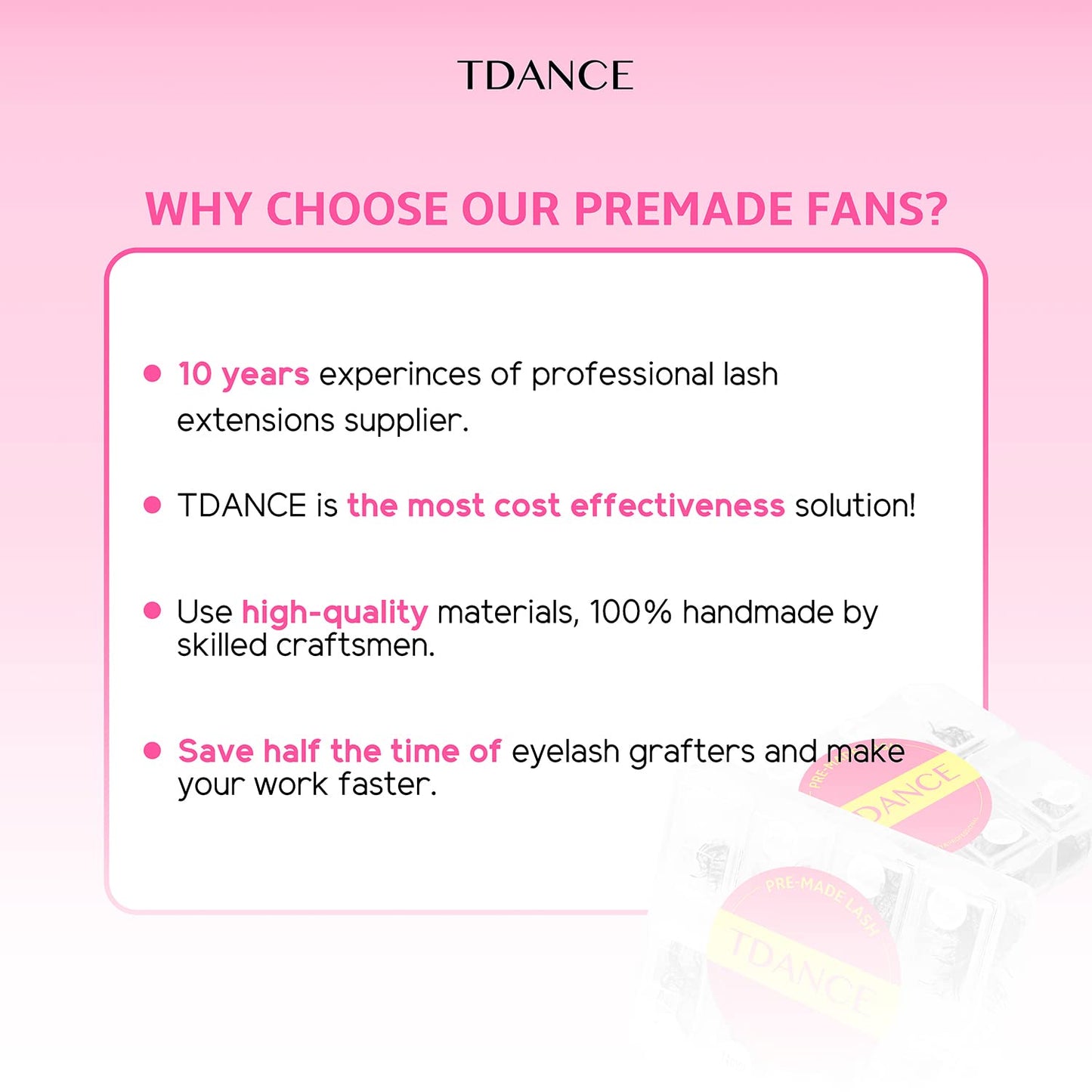 TDANCE 600 Fans Premade Fans Eyelash Extensions Natural & Volume Mixed Length Premade Lash Fans 5D-24D Handmade Promades Eyelash Fans C/D Curl Loose Fans(600-12D-0.03-C-8-15mm)