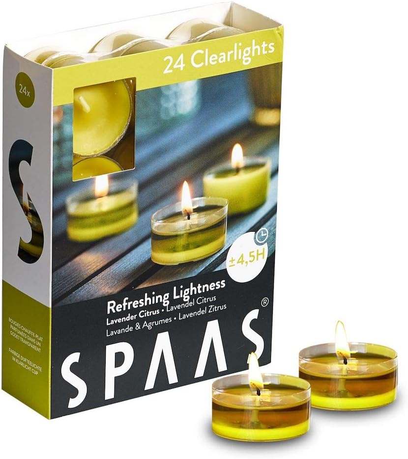 Morning Breeze Scented Tealights - Spaas 24 Clear Cup Candles, 4.5 Hour Burn Time