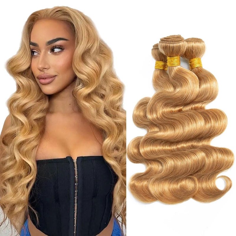 20 22 24 Inch Honey Blonde Bundles Human Hair Color 27 Body Wave Bundles Human Hair Unprocessed Brazilian Virgin Hair 3 Bundles Honey Blonde Body Wave Bundles