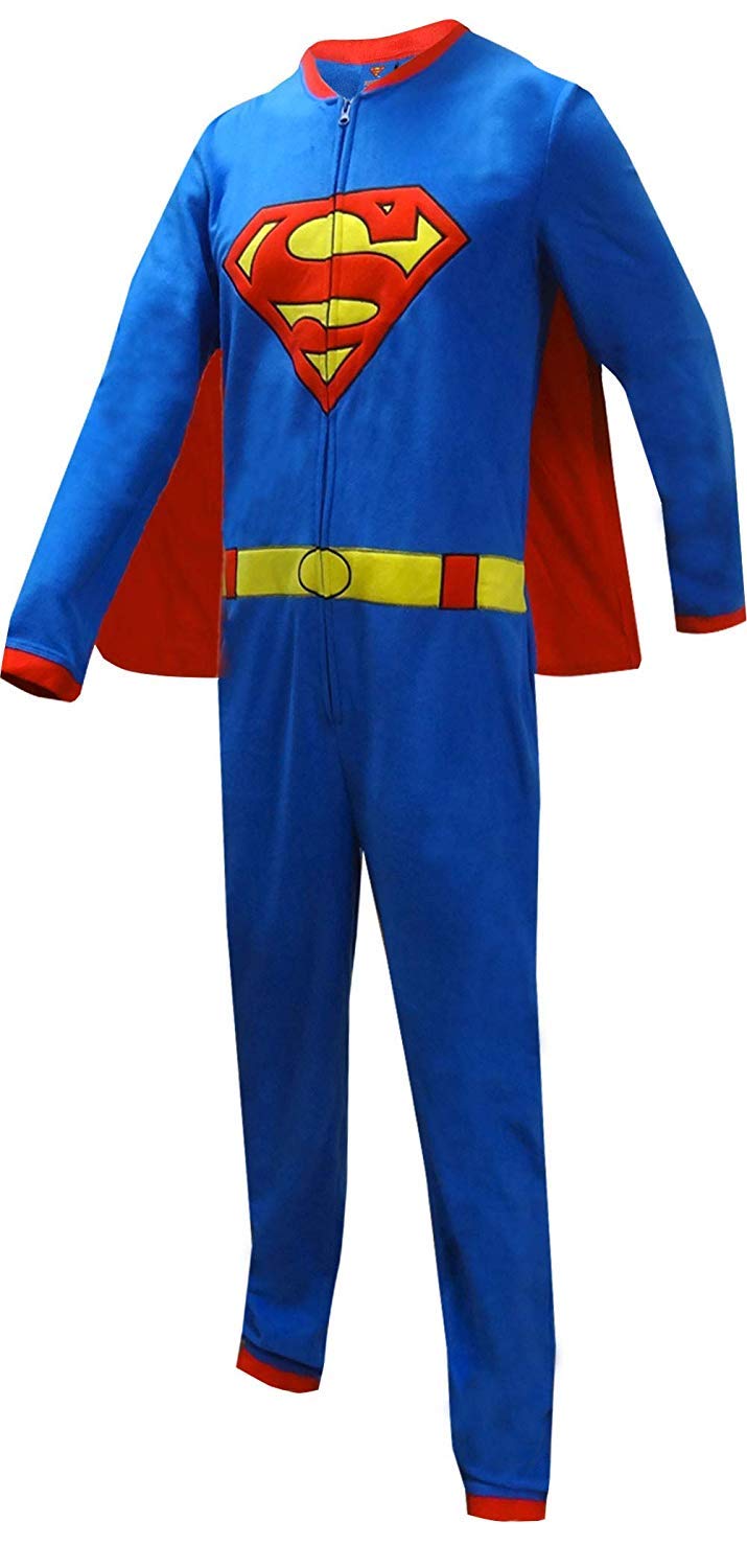 Superman DC Comics Adult Costume Pajamas Cosplay Jumpsuit Blue