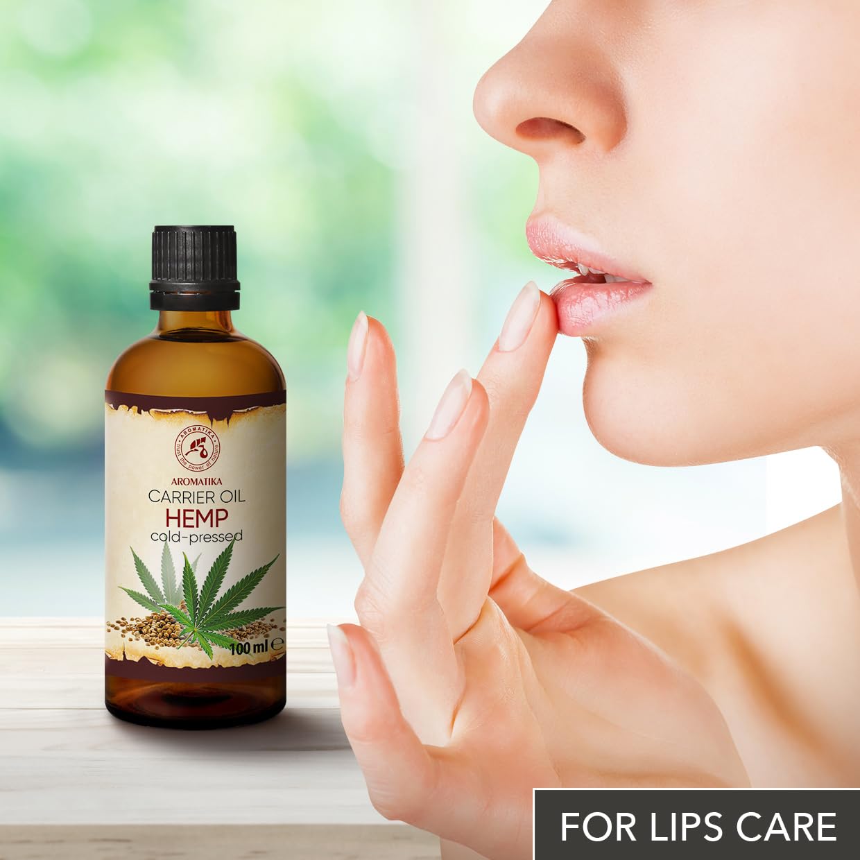 AROMATIKA Hemp Oil 3.4 Fl Oz - Pure & Natural - Cold Pressed Hemp Seed Oil - Unrefined Carrier Oil for Essential Oils - for Skin - Nails - Lips - Hair - Face & Body Care