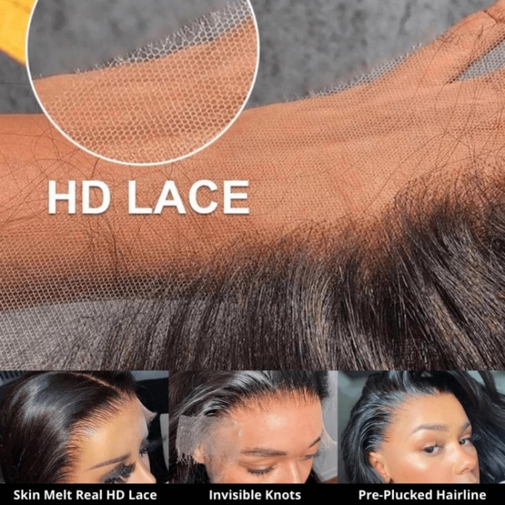 5x5 HD Lace Closure - Virgin Human Hair Body Wave, Pre-Plucked Natural Hairline, Bleachable Knots