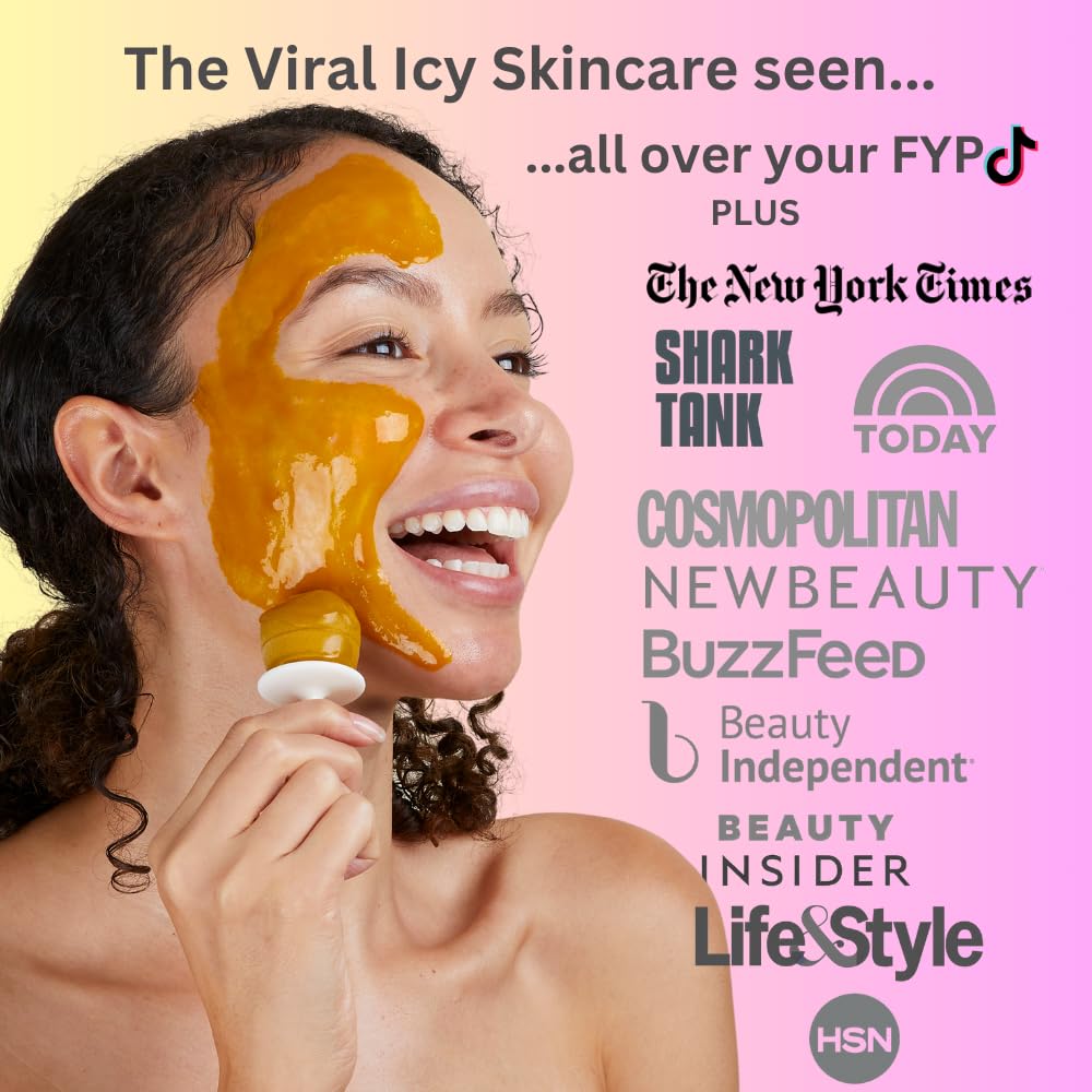 Love & Pebble Beauty Pops - Ice Roller Massage & Skin Care Ice Mask for Face Set with Turmeric & Aloe | Cryo Dermal Benefits of Ice Face Roller and Gua Sha, As Seen on Shark Tank and Tik Tok