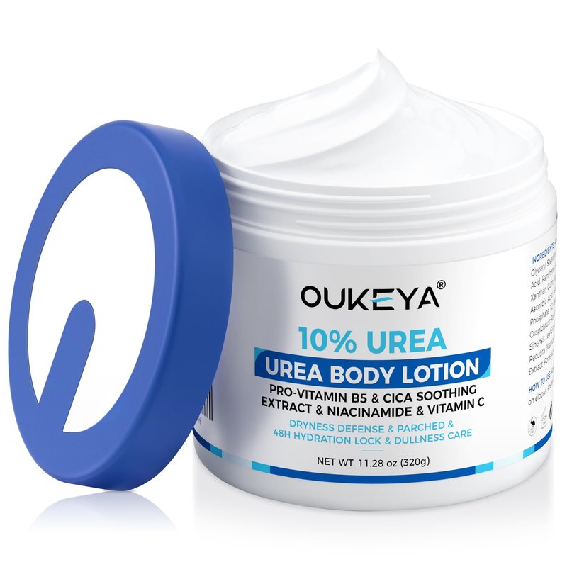 OUKEYA Urea Cream for Dry Chapped Skin with 10% Urea Deep Moisturizer Body Lotion, Softens & Soothes Hands Elbows Feet Hydrates Locks in Moisture, Fast Absorbing & Non-Greasy, 11.28 oz Large Capacity