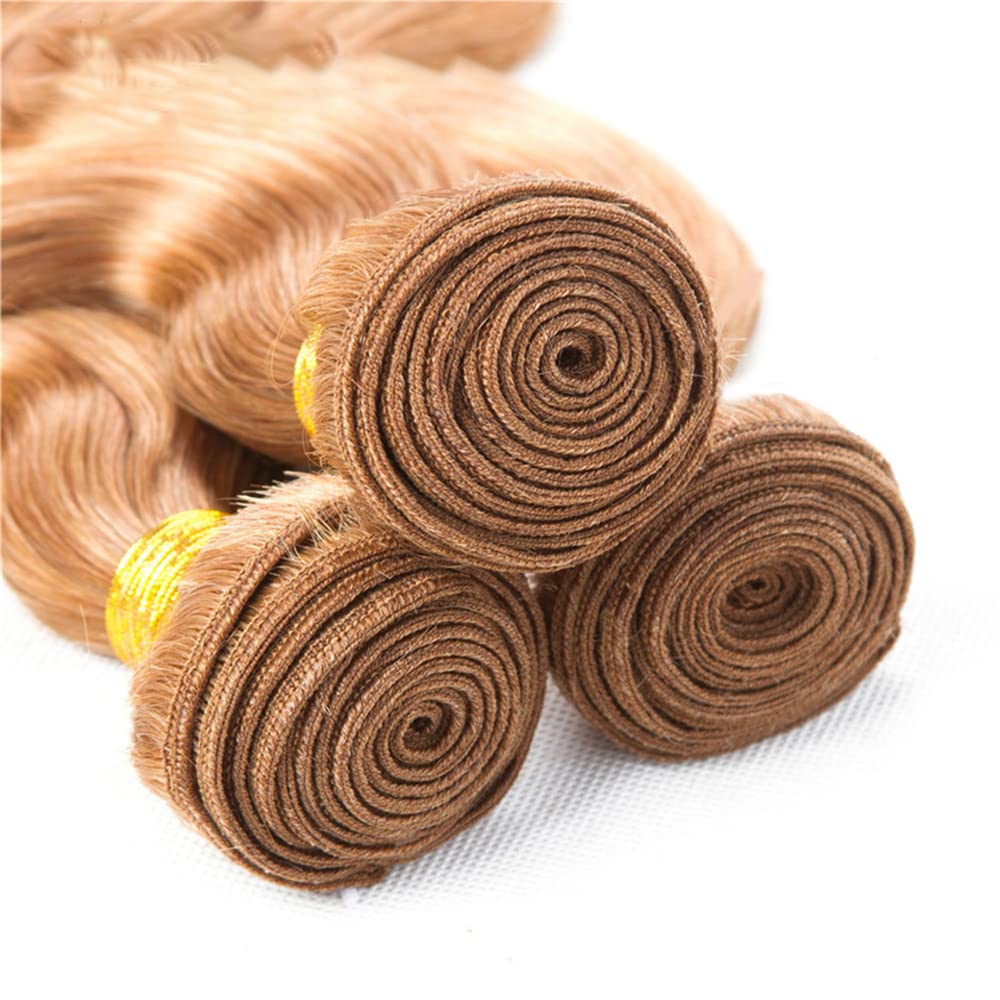 30 inch Color 30 Bundles Human Hair Light Brown Bundle 30 Body Wave Bundles Mixed Length 8A Remy Length Brown Human Hair Bundle