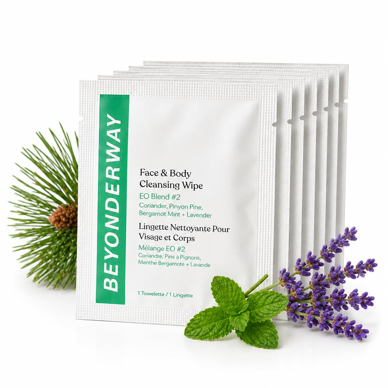 Beyonderway Essential Oil Blend No 2 Cleansing Wipes 10 Pack Travel Size Face & Body Wipes Alcohol Free Biodegradable Ultra Soft for Refreshing On the Go Cleansing