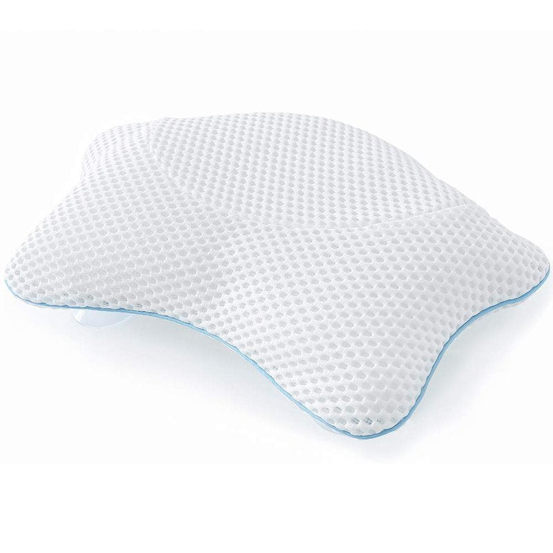 Non Slip Bath Pillow, Luxury Spa Bathtub Head & Neck Rest Support, Permeable Quick Drying Air Mesh Tub Pillow with 4 Large Suction Cups, Fits Any Tubs, Soft and Relaxing (White)