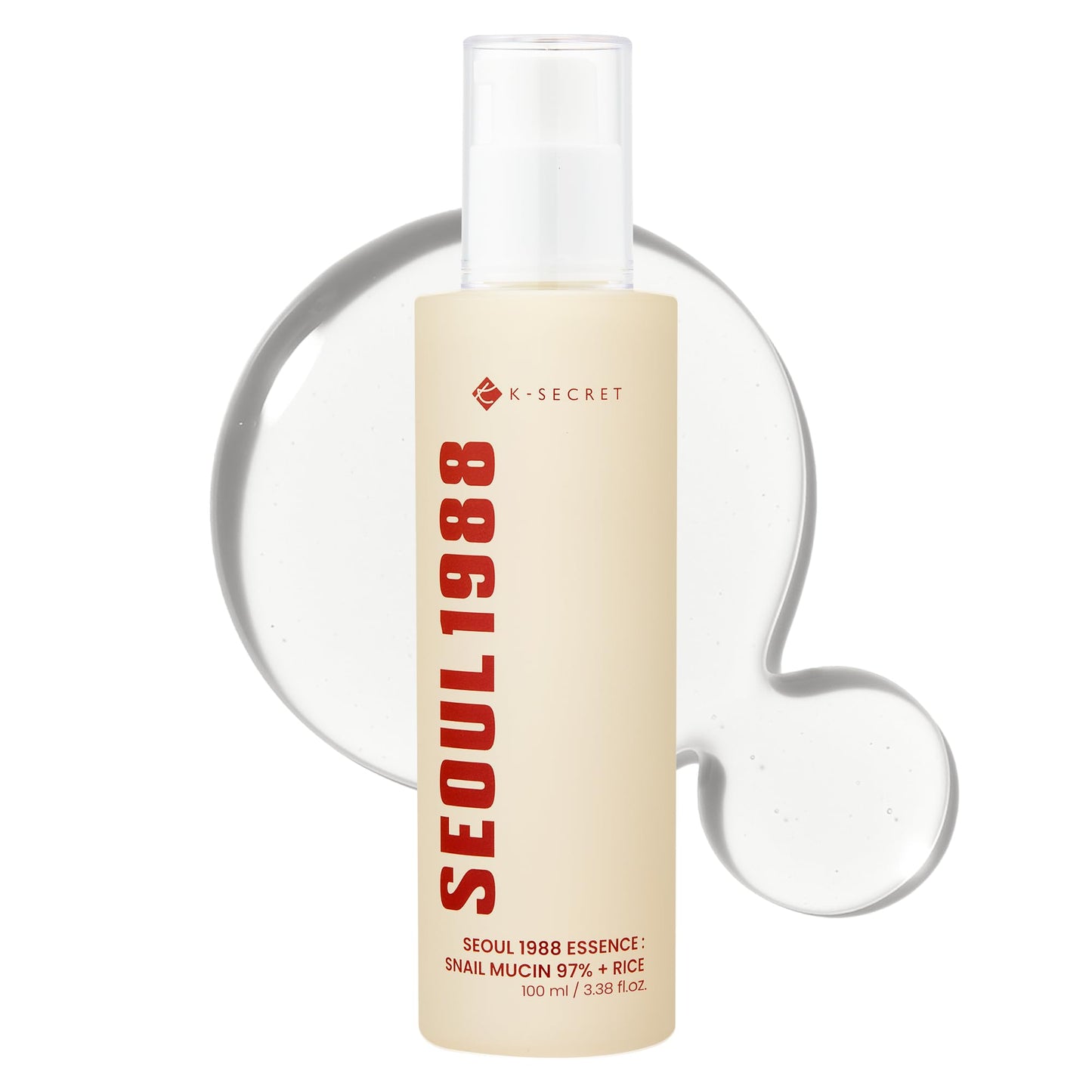 K-SECRET SEOUL 1988 Snail Mucin 97% Essence – Concentrated Yet Lightweight Formula Infused with 97% Snail Mucin | Soothing & Fast-Absorbing Facial Serum | Korean Skincare, 100ml / 3.38 fl oz