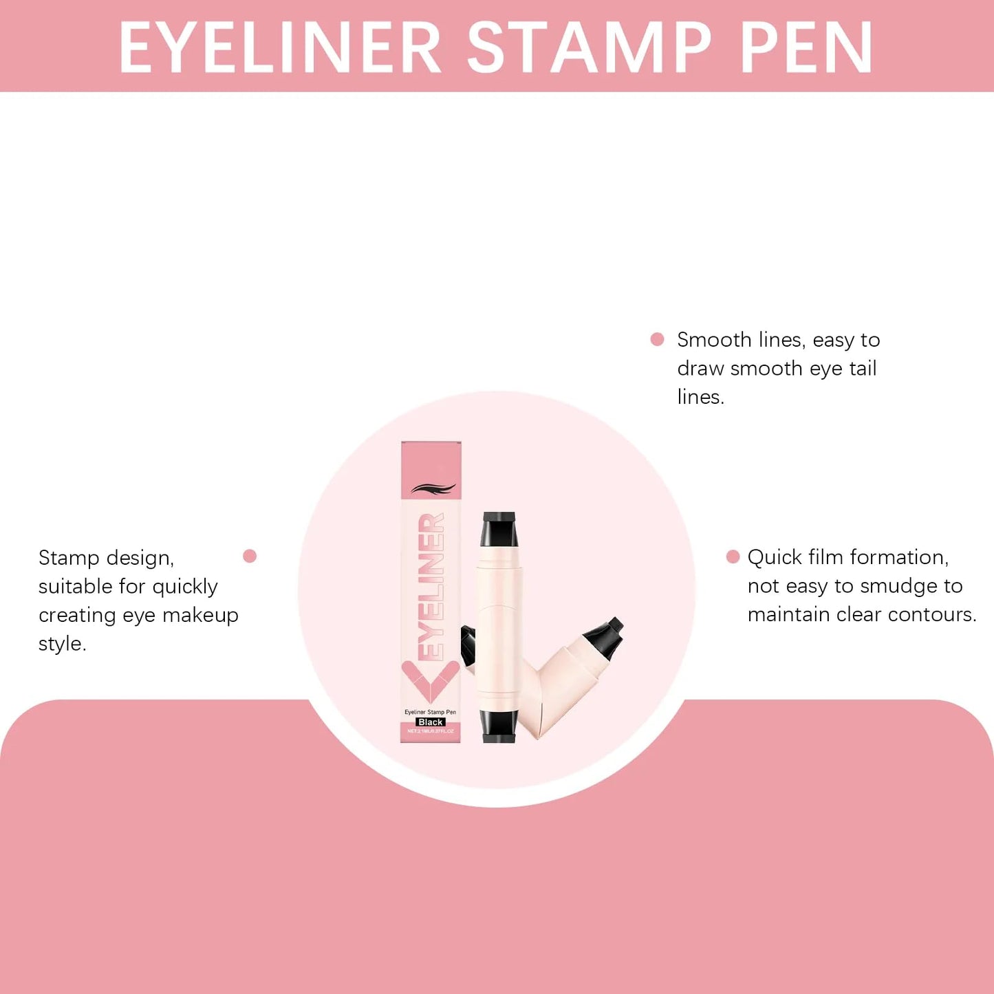 Rotating Eyeliner Stamp Pen, 2026 New Foldable Winged Gel Set for Perfect Cat Eye, Waterproof Smudge-Proof Quick Dry Wingliner Wing Eyeliner Stamp for Beginners (Black)