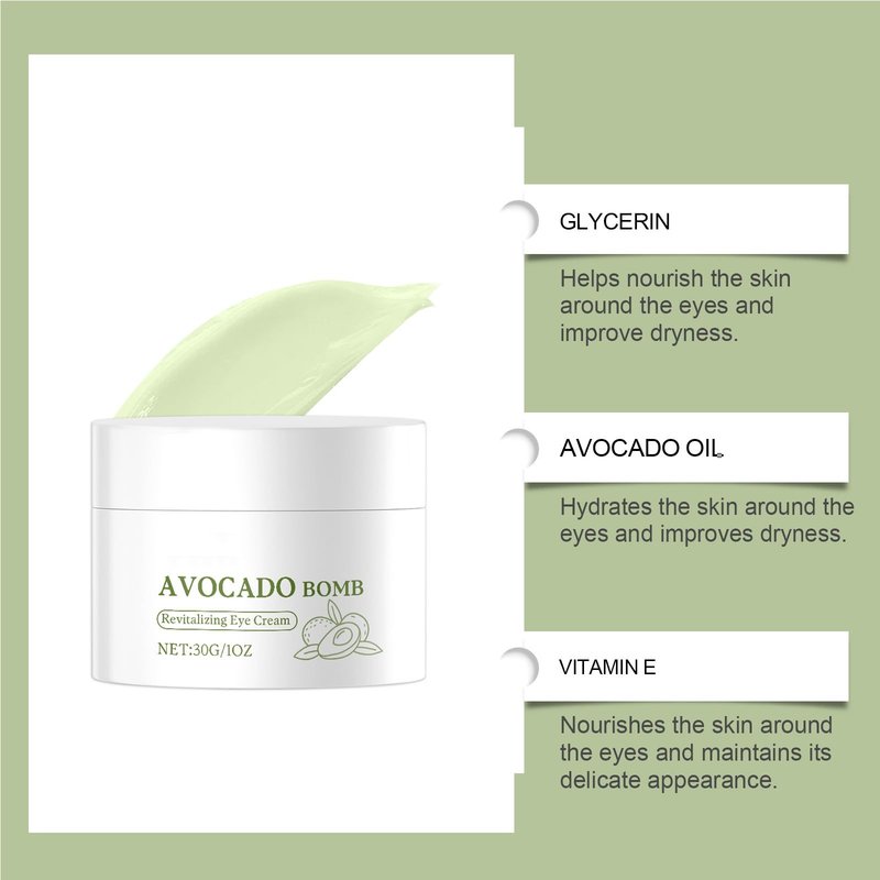 Grospe Avocado Eye Cream,Enhances Elasticity Around The Eyes, Hydrating Eye Cream With Avocado Oil,Vitamin E And Glycerin,Lifts and Firms,Reduces Fine Lines And Puffiness, Long-lasting Moisture - 30g