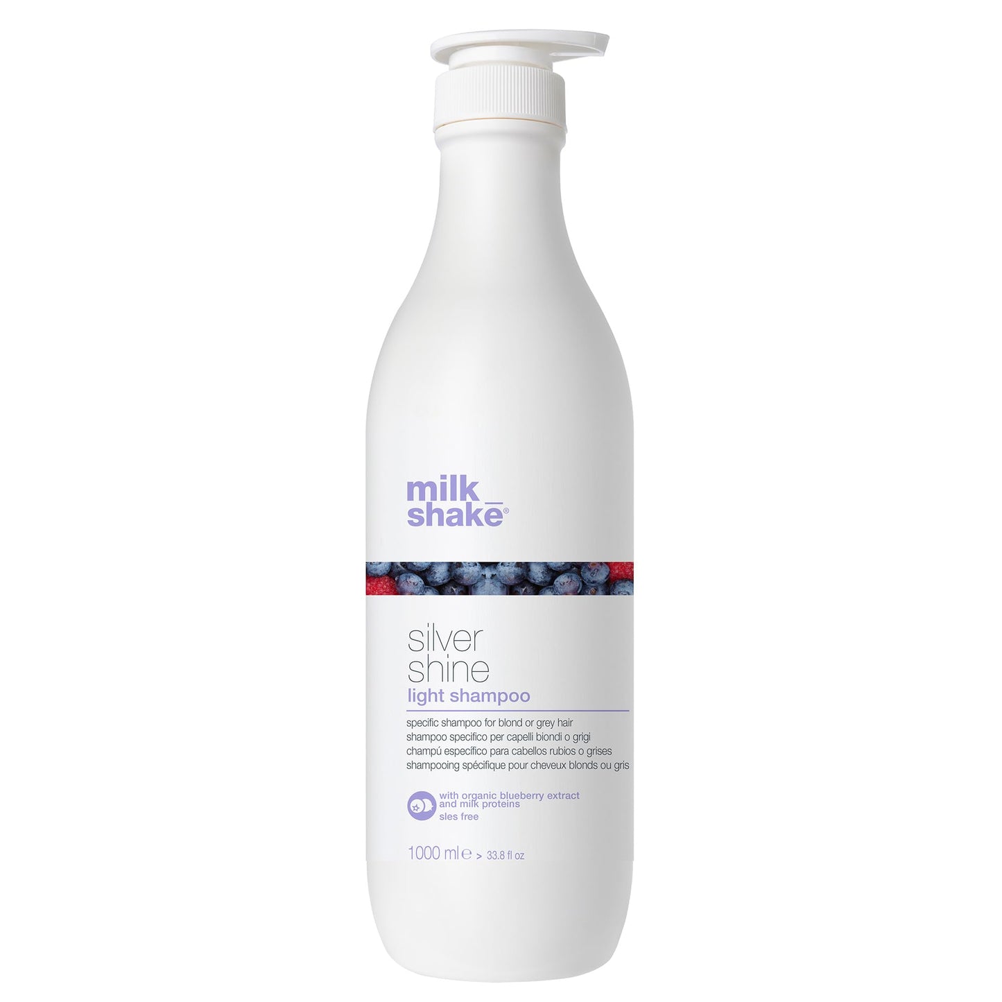 milk_shake light silver shine shampoo | soft purple shampoo less pigment for frequent toning | tones yellow in grey, white or blonde hair | with milk proteins, 33.8 fl oz / 1000 mL