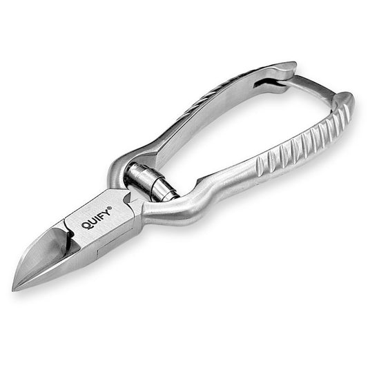 QUIFY Heavy Duty Podiatrist Toenail Clippers for Thick and Ingrown Nails, Stainless Steel Toe Nail Cutter, Pordiatry Ingrown Toenail Tools - Barell Spring - Curved Tip 5.25"