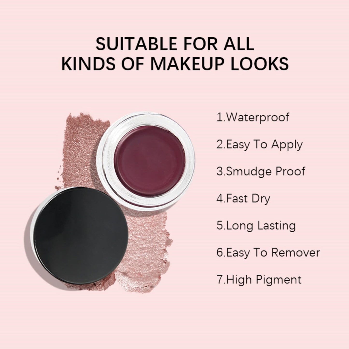 MAEPEOR Matte Gel Eyeliner 12 Color Smooth Cream Eyeliner Gel Pot Long Lasting Waterproof High Pigment Eyeliner Cream for Daily or Cosplay (Matte, 09 Rose)