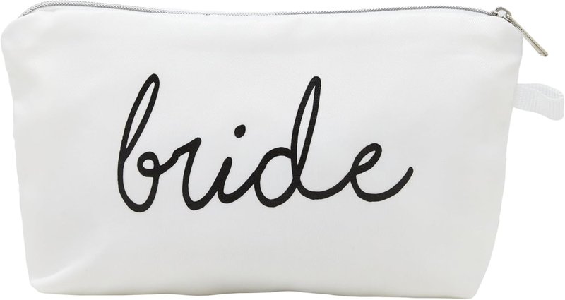 Bridal Tribe Makeup Bag - Zippered Clutch for Bridesmaids | White, One Size