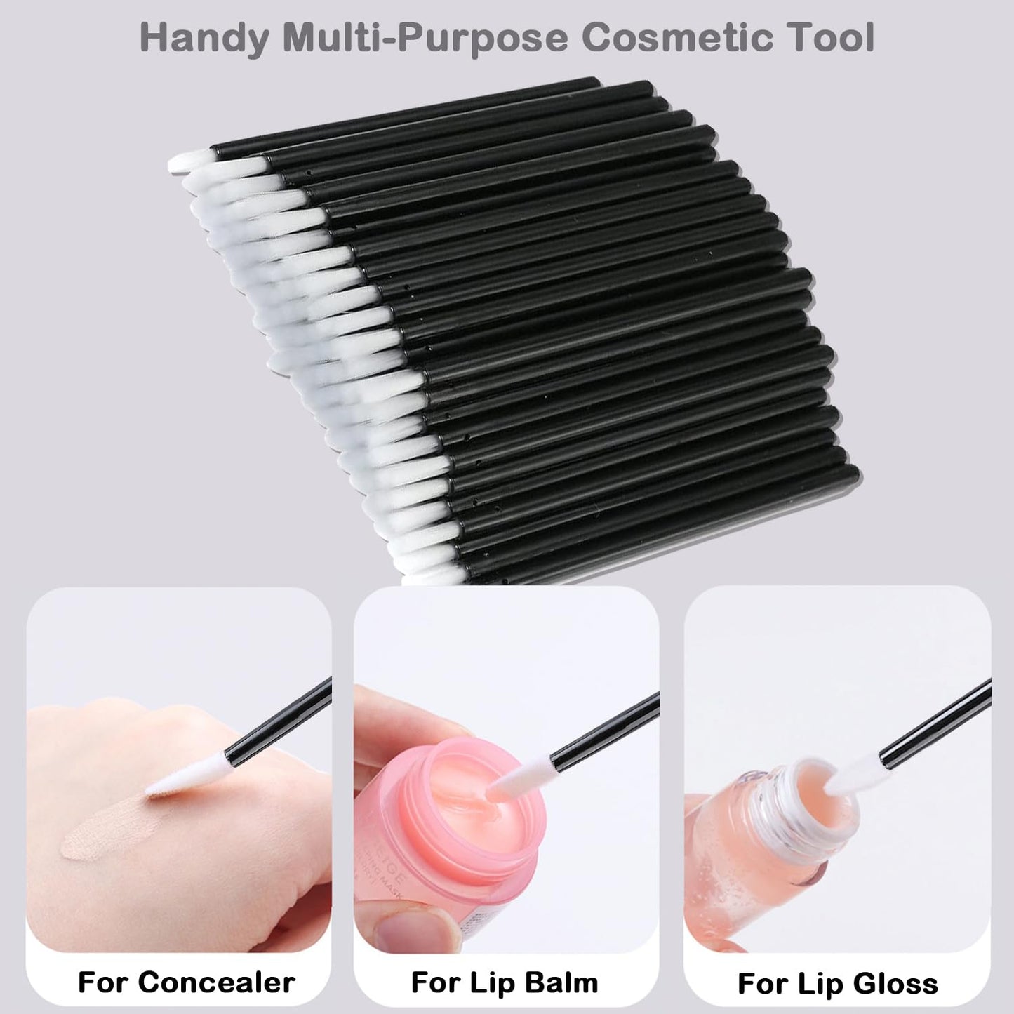 200Pcs Eyelash Extension Kit, Lash Spoolies Extension Supplies Eyebrow Brush Mascara Wands Lip Brushes Applicators Disposable Micro Swab Brushes for Lash Extensions Brow Lamination Kit, Black