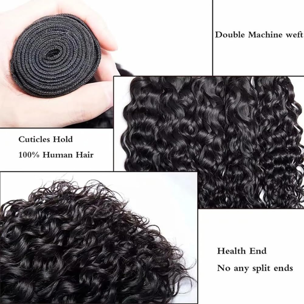 10A Brazilian Water Wave Human Hair Bundles, 100% Unprocessed Virgin Hair Extensions, 20 Inch Wet and Wavy Natural Color for Women, 1 Bundle