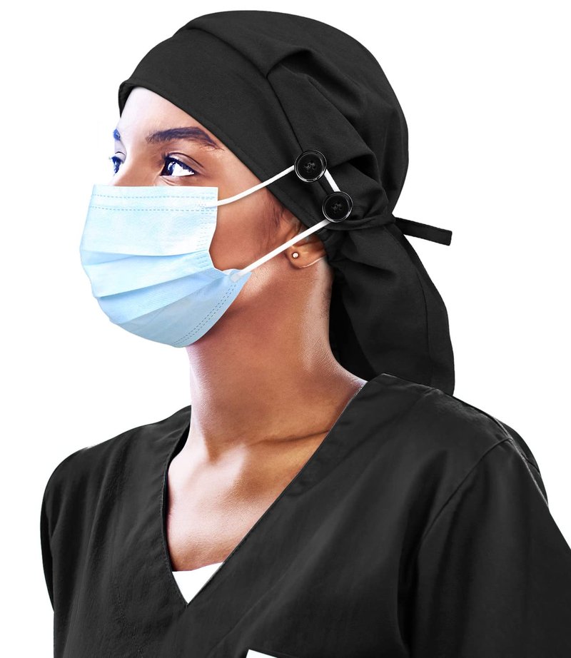 Satin Lined Work Cap for Long Hair Women with Button Silk Lined Working Cap Ponytail