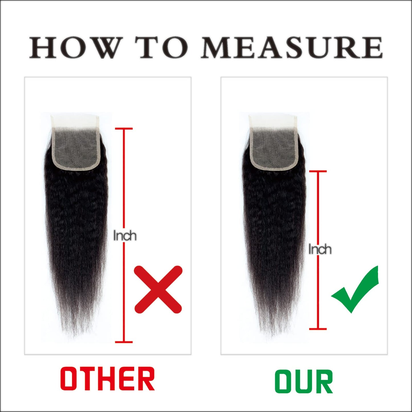 LINYINGYH Human Hair Kinky Straight Yaki Lace Closure 14 Inch No Part 4x4