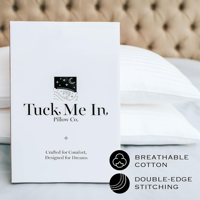 Down Alternative Pillows - Hypoallergenic Queen Size, Set of 2 | Premium Breathable Comfort for Side & Back Sleepers