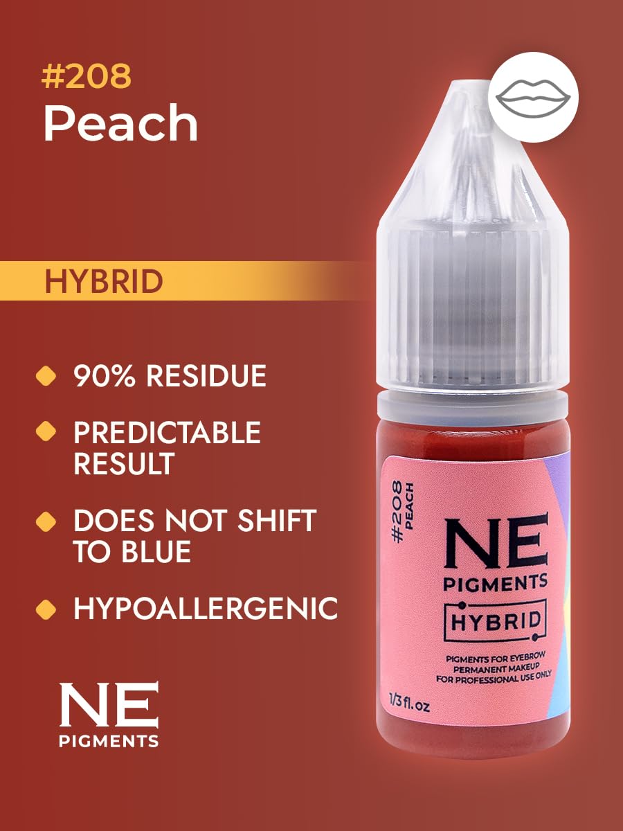 NE PIGMENTS #208 Peach - By Elena Nechaeva - Lip Pigment - Permanent Makeup - Professional Tattoo Ink