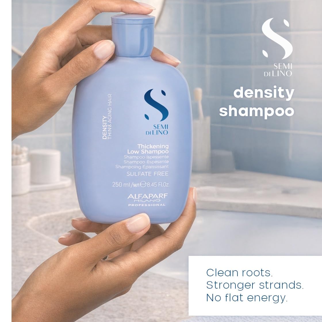 ALFAPARF MILANO Semi di Lino Density Shampoo for Thinning Hair - Color Safe Thickening Shampoo for Hair Loss - Sulfate Free - Adds Body & Volume - Revitalized, Youthful & Thicker Locks