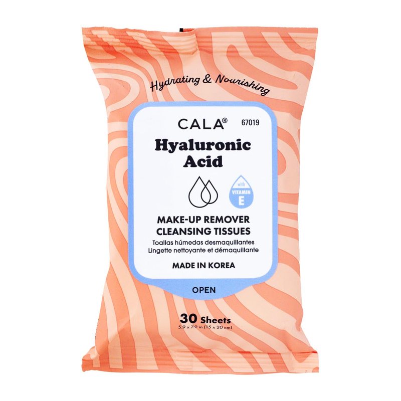 CALA Makeup Remover Cleansing Tissues: Hyaluronic Acid (30 Sheets) - Hydrating, Gentle Wipes for a Smooth, Radiant Complexion, Safe for All Skin Types