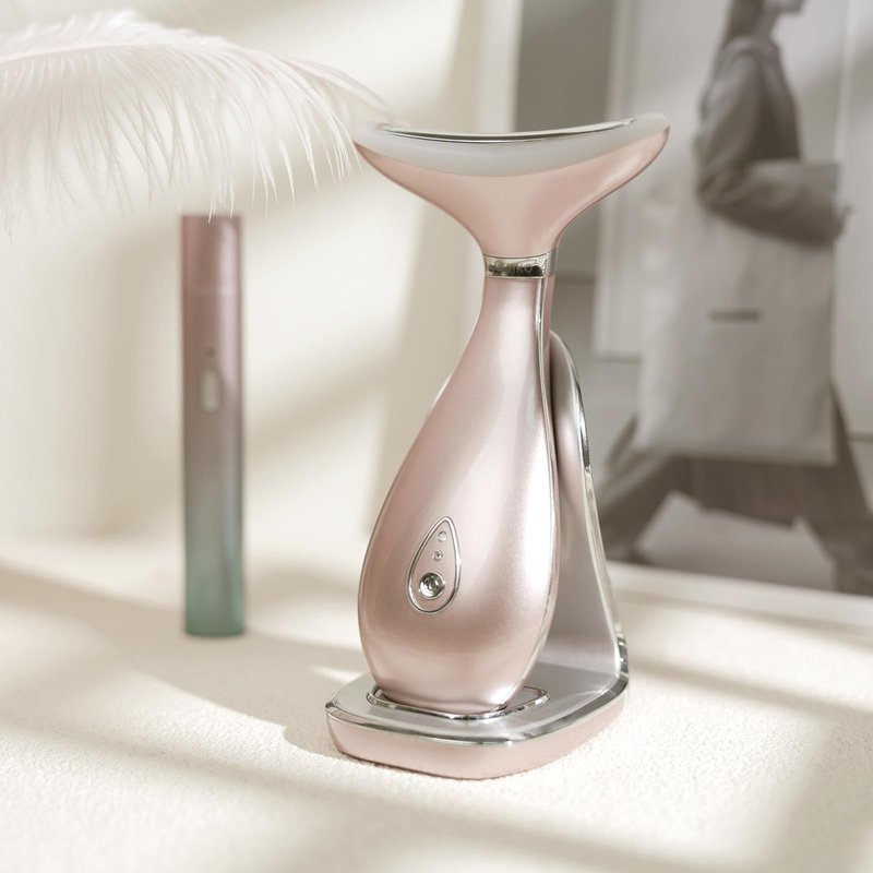 VRAIKO Lily Neck Face Massager, Skin Rejuvenation Beauty Massager, 3-in-1 at-Home Facial Spa Tool, Lifting, Toning and Tightening for a Radiant Appearance (Rose Gold)