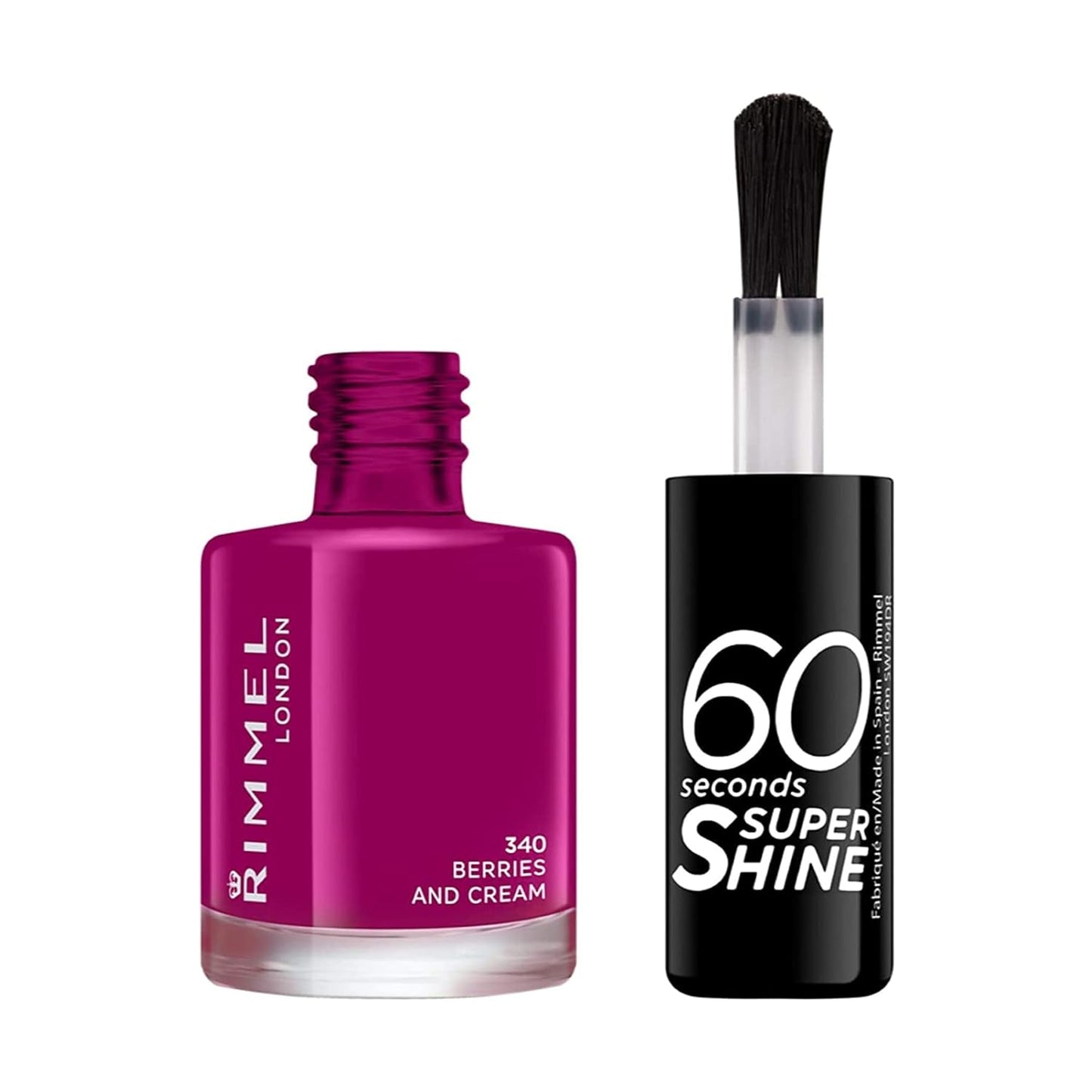Rimmel London Nail Lacquer - 60 Seconds Super Shine in Berries and Cream | Fast-Drying, Long-Lasting Color