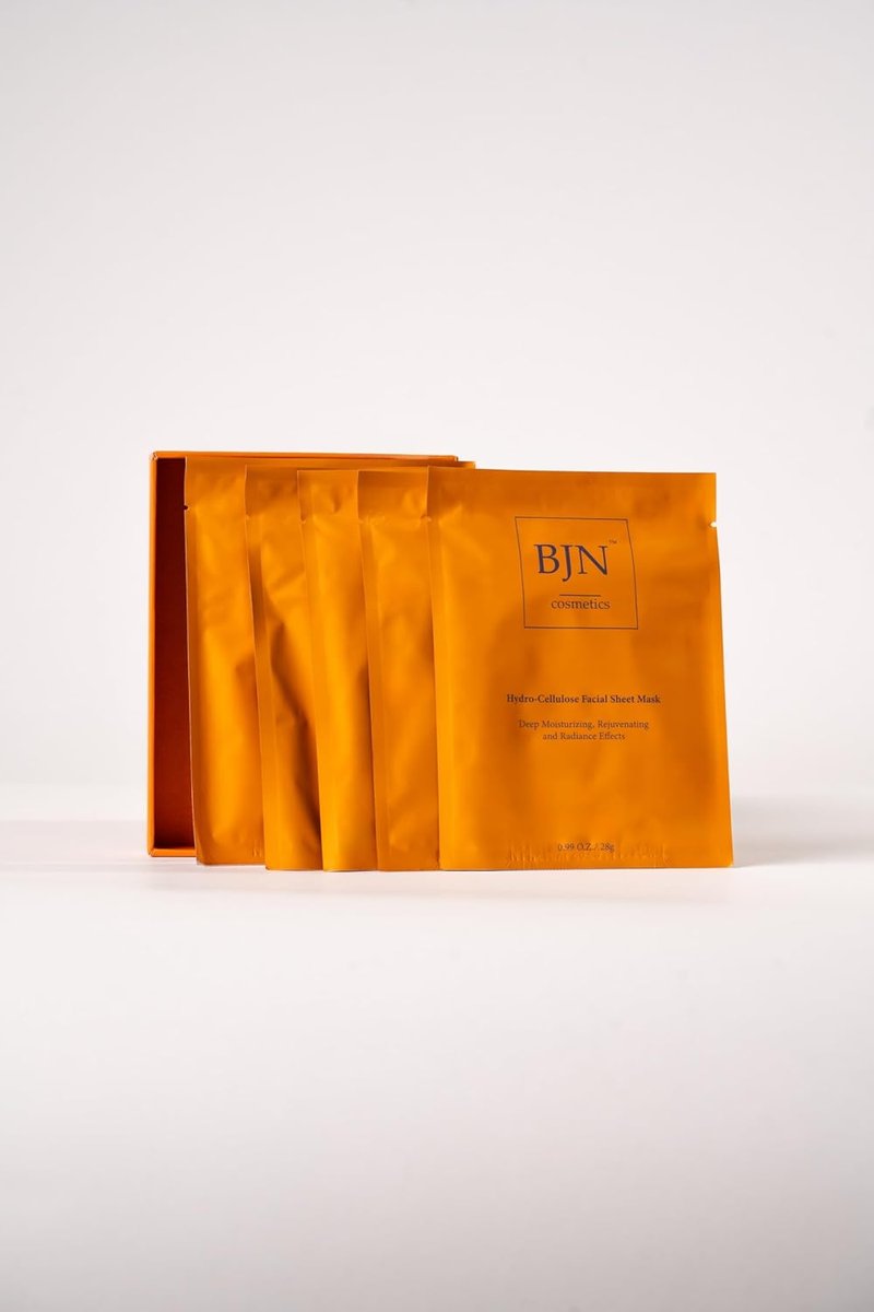 Hydro Cellulose Facial Sheet Masks - 5 Pack of Natural Ingredients for Deep Hydration & Radiance