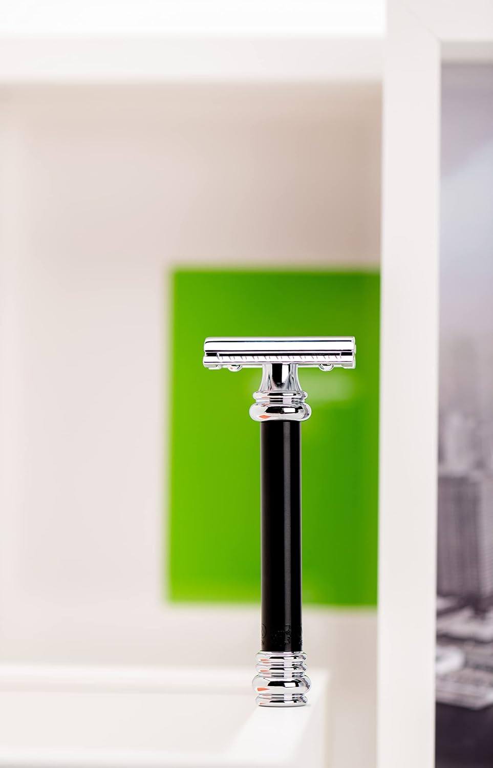 Merkur 38B Double Edge Safety Razor - Black Handle | Extra Large Brass Grip | Plastic-Free, Two-Piece Design