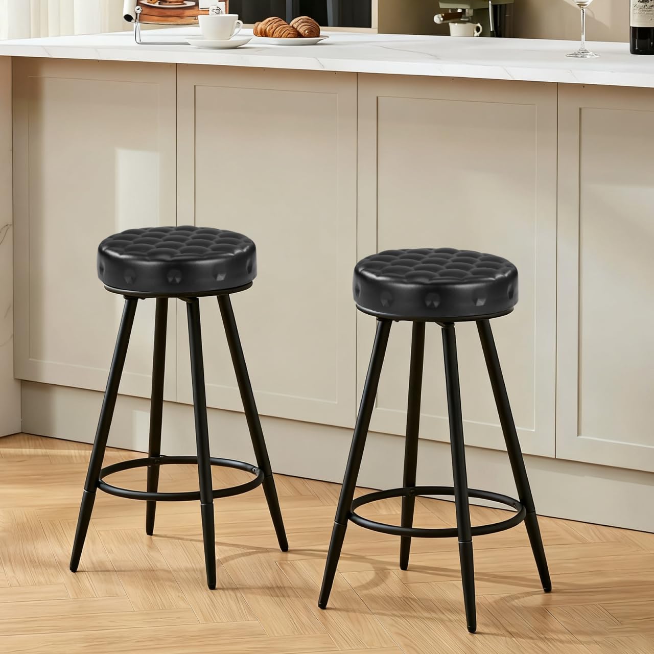 Baluue 12.79 Inch Round Soft Pu Padded Stool Seat Replacement for Bar Stool Swivel Chair Cushion Cover for Kitchen Home Salon Workshop