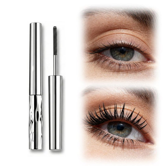 Metal Wand Mascara - Waterproof Tubular Eyelash Primer for Long Curling | Brushless, Non-Smudge Formula (Black)