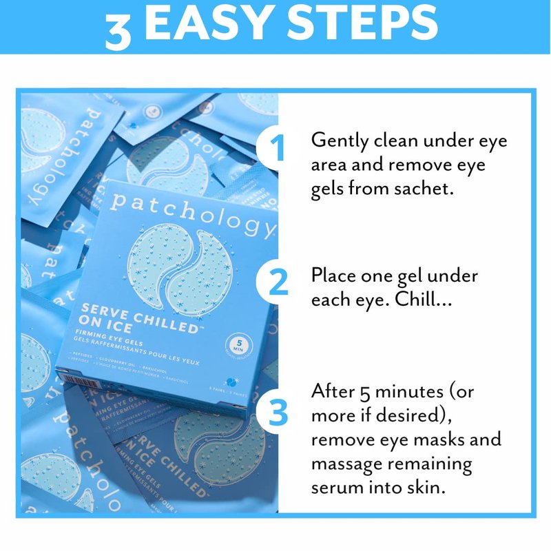 Patchology Iced Cooling Under Eye Mask Patches - Firming Peptide Gel for Fine Lines | 5 Pairs (Pack of 2)