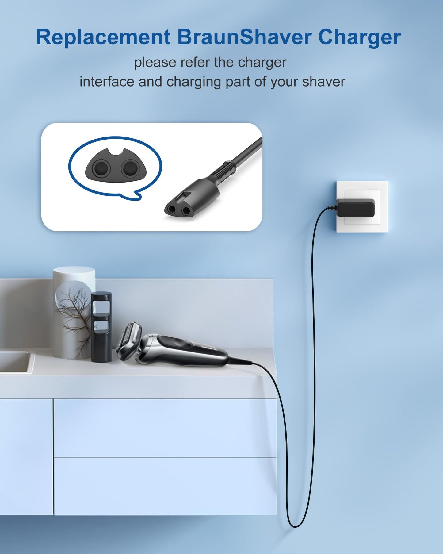 FGIEU 12V Shaver Charger for Braun Series 7 9 3 5 1 XT5 Electric Razor 3040s 340s 9385cc 370 720 760cc 790cc 720s-4 7865cc 9090cc 9330s 5018s 7020s 9095cc 3350cc-4 390cc for Braun Wall Charger